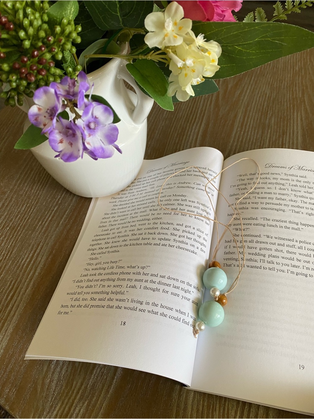 Teal Color Beaded Book Mark